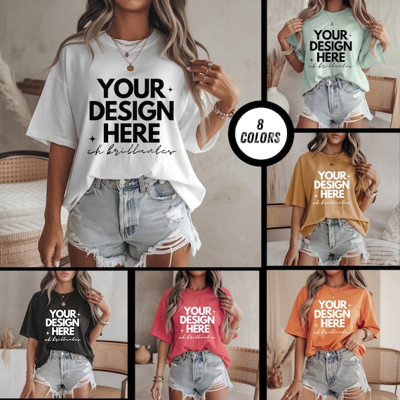 Bella Canvas 3001 Mockup Bundle, Pod Mock, Blank T-Shirts, Woman Model Template Digital Instant Download Trendy- BC 3001 T-Shirt Bundle