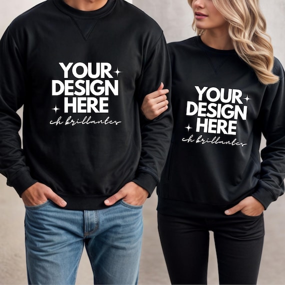 Couples Mockup Black Gildan 18000 Sweatshirt Mockup,Men and Womens Black Gildan,Beautiful Couples Indoor Aesthetic,Gildan Valentines Mockup