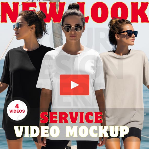 4-Pack Oversized T-Shirt Video Mockups- Service T-Shirt Video Mockup-4-Color Pack-Present Your Designs Professionally-T-Shirt Video Mockups