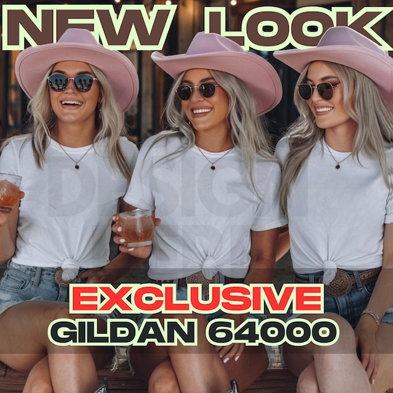 Gildan 64000 White TShirt Mockup | Western Bachelorette Party Tees for Cowgirls & BFF Bridesmaids | JPG PNG-Friend shirt mock-Cowgirls Group