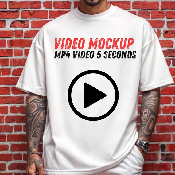 Video T-Shirt Mockup-Bella Canvas 3001 & Gildan USA, White T Shirt Video Mockup for Men, TShirt 2025 VM07-Real Tshirt on Person-Video Mockup