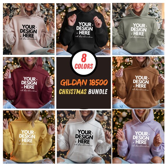 Gildan 18500 Mockup Bundle-Gildan Mockup Bundle Instant Download-Hoodie Crewneck Mockup Bundle Print On Demand-Apparel Mockup Bundle