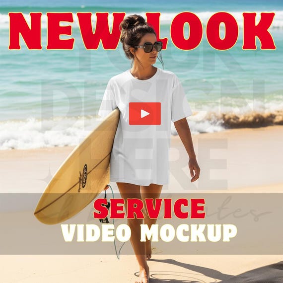 Surf Style Video Mockup Service-Present your Gildan 6400 white T-shirt-Video Mockup-Gildan 6400 Oversized T-Shirt for Surf Brands