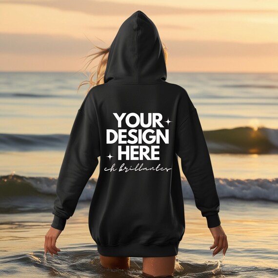 Black Hoodie Back Mockup, Gildan 18500 Sweatshirt Mockup, 18500 Black Back, Woman Model Mockup, Hoodie 18500 Style Gildan Hoodie Clean Mock