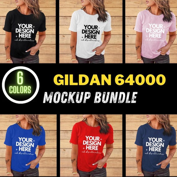 Gildan 64000 Tshirt Mockup Bundle | Real Model Mock | Neutral Simple Spring Summer Gildan 640 Tee Shirt Mocks- G640 T-Shirt Mock-up Bundle