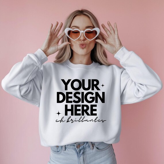White Gildan 18000 Mockup Valentines Day, Valentines Day Sweatshirt Mockup, Gildan White Mockup, Valentines Day Mocks, Sweatshirt Mockup,