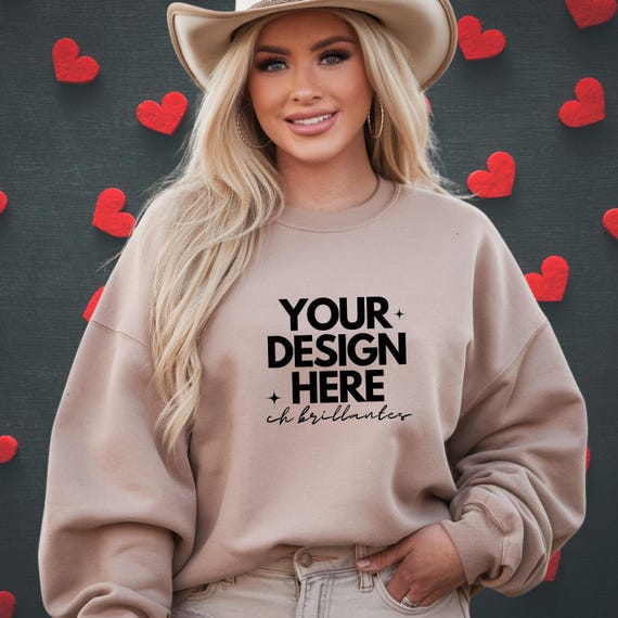 Valentines Gildan 18000 Mockup Sand, Gildan 18000 Sand Mockup, Valentines Day Mockup, Trendy 18000 Sand Mockup,Valentines Sweatshirt Mockup,