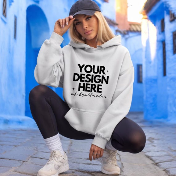 Gildan 18500 White Hoodie Mockup, Gildan Hoodie Mock up, White Hoodie Mockup, Oversized Hooded Sweatshirt mockup, Styled Mockup-Model Mock