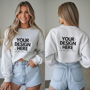 Może przedstawiać: Biała, krótka bluza z nadrukiem "YOUR DESIGN HERE + ch brilliantes" z przodu i z tyłu.