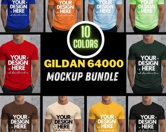 Gildan 64000 Tシャツ モックアップバンドル リアルモデル モックアップ 男性用 G640 Tシャツ モックアップ メンズ ベーシック シンプル カジュアル 64000 シャツ モックアップ リアルモデル