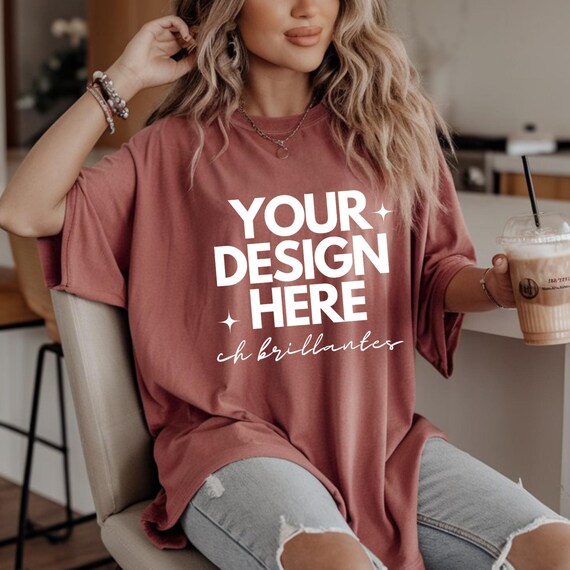 Comfort Colors 1717 Watermelon Mockup, CC1717 Oversized Tee Mock-up,Trendy Lifestyle Aesthetic Mockup,Real Person Model- T-shirt Mockup