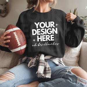 Gildan 18000 Black Mockup, Black Sweatshirt Mockup,Football Mockup,Gildan 18000 Mockup,Gildan Black Sweatshirt,Sports Mockup-Womens Football