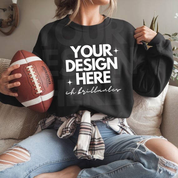 Gildan 18000 Black Mockup, Black Sweatshirt Mockup,Football Mockup,Gildan 18000 Mockup,Gildan Black Sweatshirt,Sports Mockup-Womens Football