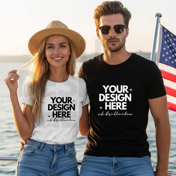 Black and White Gildan 5000 Shirt Mockup Wedding His Hers Mr Mrs Tshirt Mockup Couples Tshirt Mockup Stock Photo JPG Digital Download