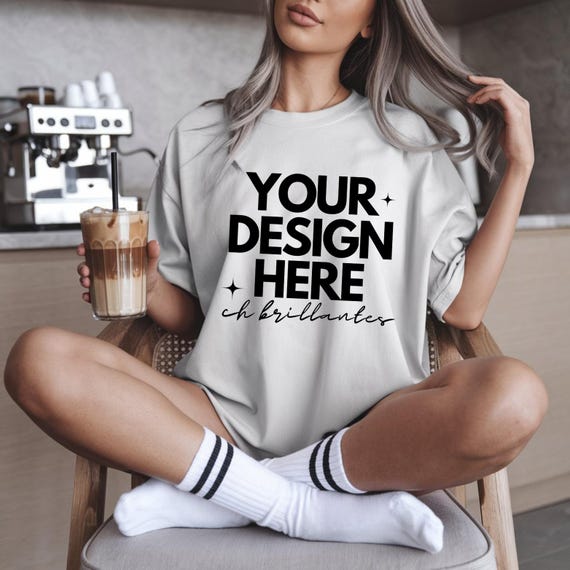 Bella Canvas Mockup| White Bella & Canvas 3001 Mockup| Oversized Mockup| White T-shirt Mockup| Bella Canvas 3001 Mockup-Real Model-