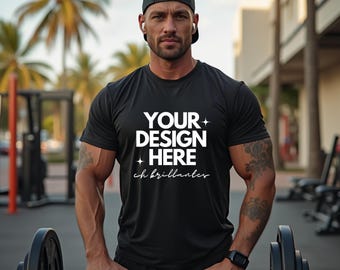 Men's Black Bella Canvas 3001 Mockup, Male T-shirt Mockup, 3001 Bella Canvas, Shirt Model Mockup T-Shirt Mockup, Black Bella Canvas T-Shirt