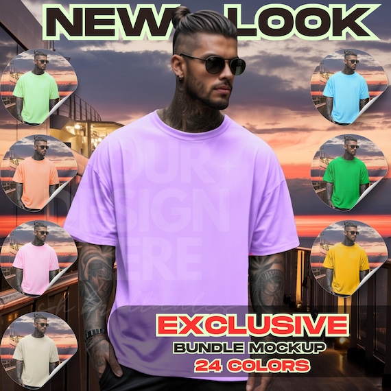 Comfort Colors C1717 T-shirt mockup featuring male models for basic T-shirt design. High-quality clothing mockups-make your store shine