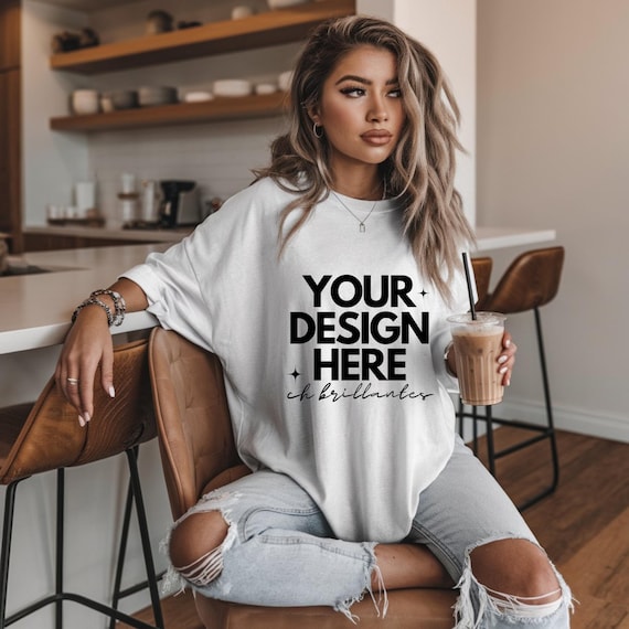 Bella Canvas White T-Shirt Mockup, Casual Lifestyle White T-Shirt Mockup, Aesthetic T-Shirt Display Digital- Clean White T-Shirt Display