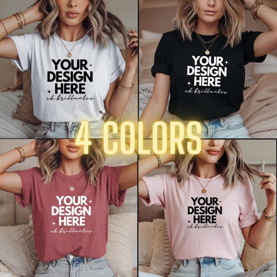 Bella Canvas 3001 Shirt Mockup Bundle | 3001 Model Mockup Bundle | Cozy Boho Bella | Canvas Mock Ups,BC Group Oversized T-shirts Mockups