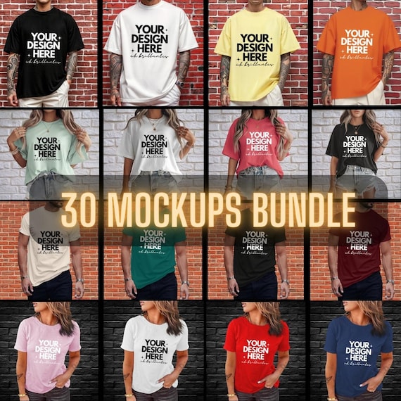 30 T-Shirt Mockups Bundle |Men's & Women's T-Shirt-Model Tshirt Mockup,Digital Download-T-Shirt Mockup Bundle-gildan 64000-Lifestyle Mockups