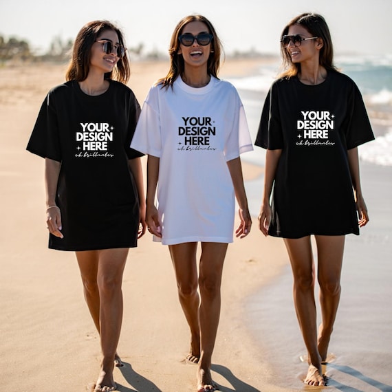 Cruise Shirt Mockup Comfort Colors C1717 White & Black Oversized Shirt Friends Mockup Group Mockup 3 Person Mockup Girls Trip Vacation