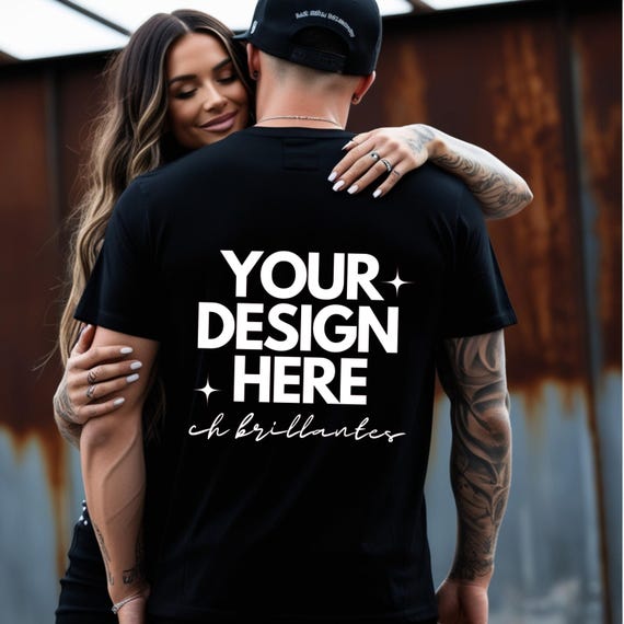 Black Bella Canvas 3001 Back Mockup, Back T-Shirt Mockup, 3001 Man T-shirt Mockup, Lifestyle Mockup, Black Tee Mocks- Male Model Mockup Back