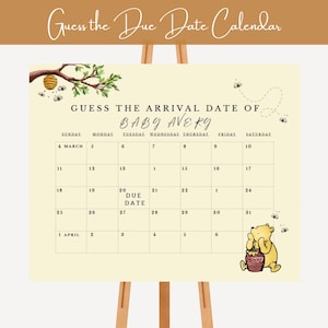 Winnie the Pooh Baby Shower Due Date Calendar