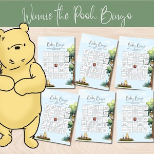 Juego de bingo clásico para baby shower de Winnie the Pooh