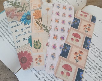 Handmade Floral Cardstock Junk Journal Bookmark | Laminated