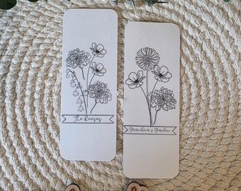 Birth Month Flower Bouquet Bookmarks | Personalized Bookmarks | Garden Bookmarks | Family Bookmarks