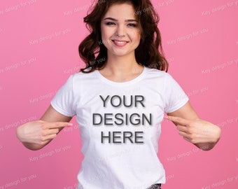 White Bella Canvas 3001 Model Mockup, White Bella Canvas T-Shirt Mockup, Model Bella Canvas 3001 Tshirt Mock Up,White Plain T-shirt Mockup