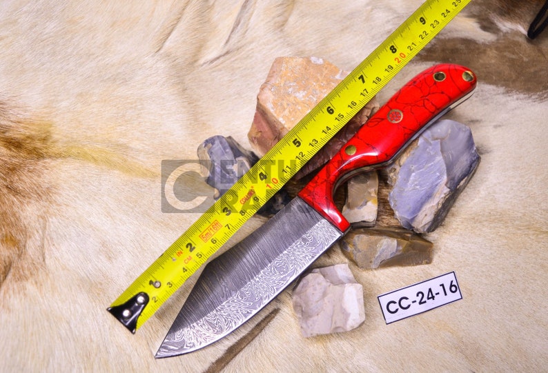 Elite Damascus Steel Hunting Knife with Rosewood Grip - 9