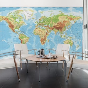 Papier peint mural avec une carte du monde politique pour le mur