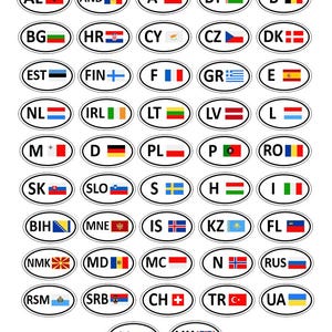 Stickers SET of stickers with flags of European countries for motorcycles LAMINATED
