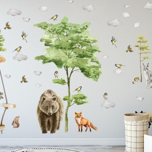 Children&#39;s wall stickers FOREST animals trees teddy bear / perfect decoration for a child&#39;s room
