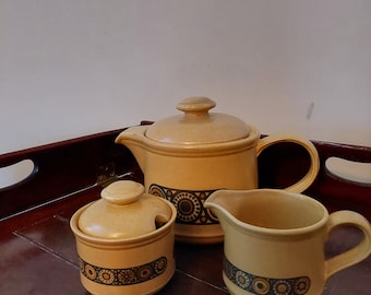 Teapot sugar bowl and milk jug