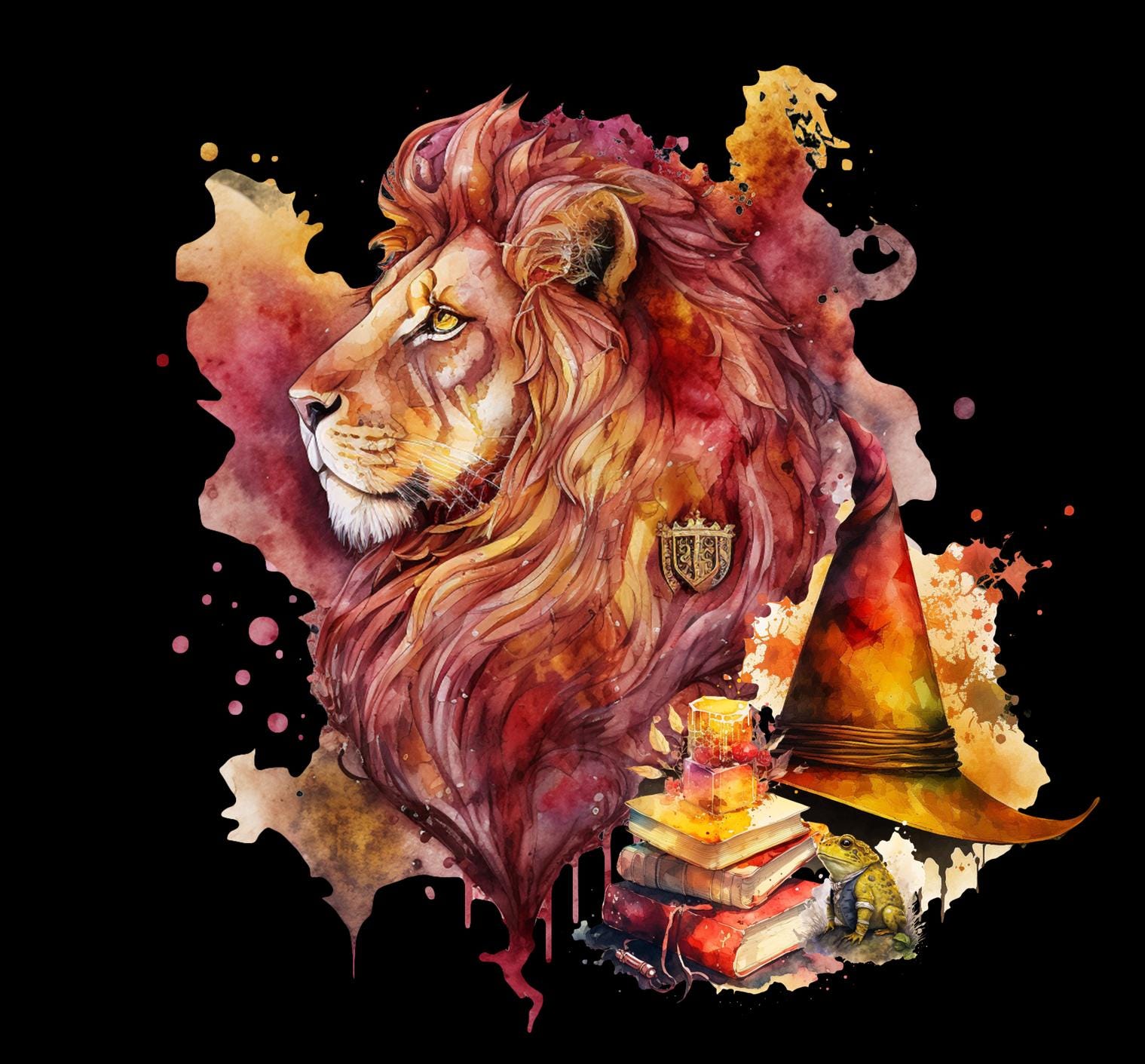 Wizard house, lion, snake, owl, badger