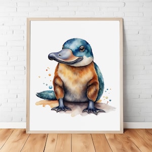 Colorful Watercolor Platypus Portrait: Digital Printable, Australian Animal Art, Instant Download