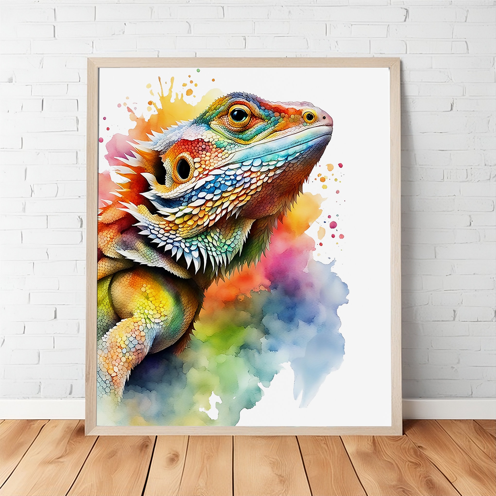 Colorful Watercolor Bearded Dragon Portrait: Digital Printable ...
