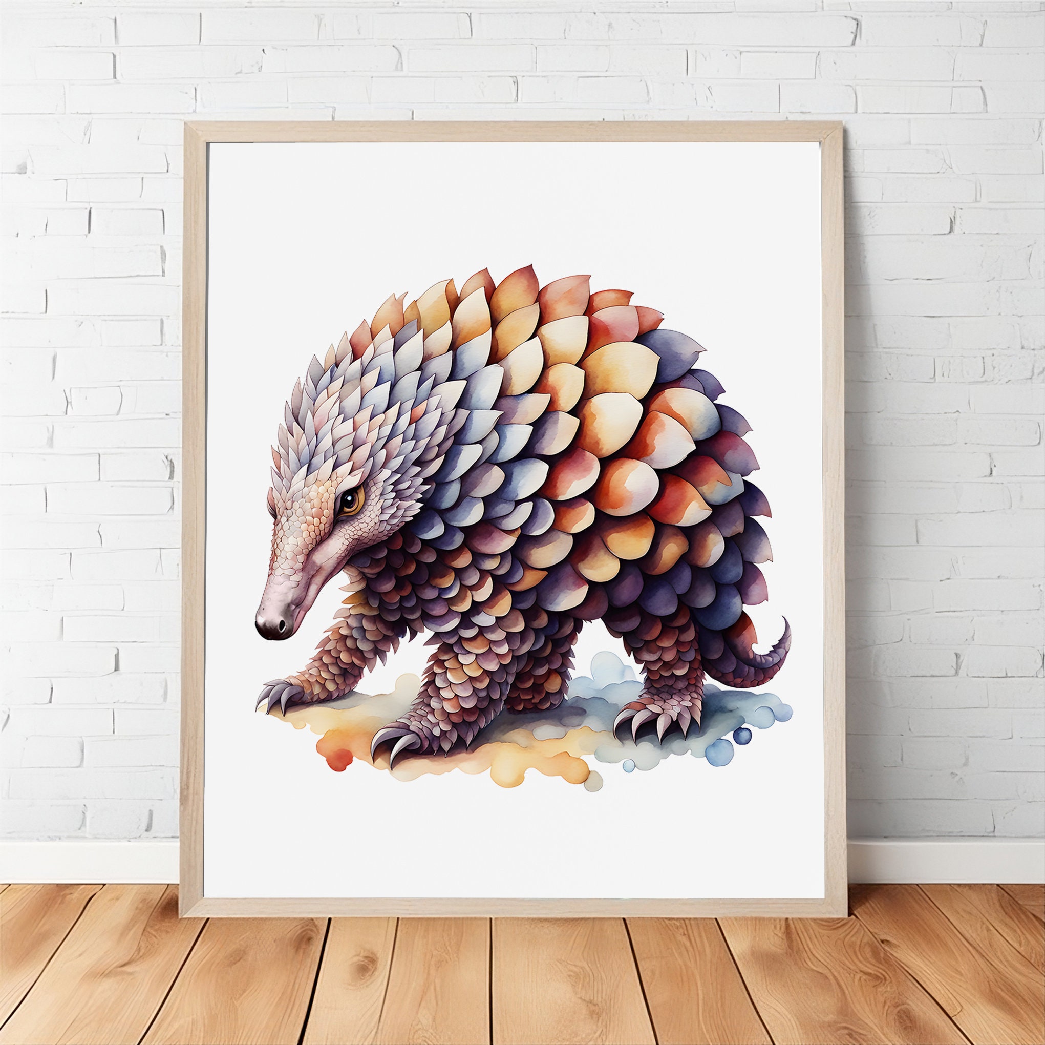 Colorful Watercolor Pangolin: Digital Printable, Vibrant Nature Decor ...