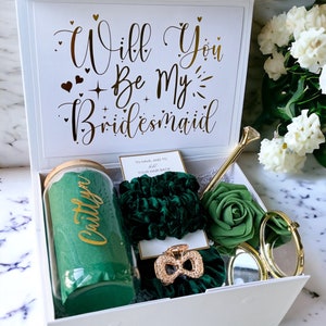 Personalized Bridesmaid Proposal Box: Tumbler, Scrunchies & Card