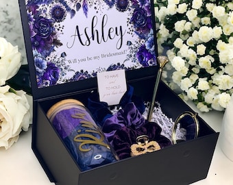 Personalized Bridesmaid Proposal Box: Tumbler, Scrunchies & Mirror