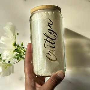 Personalized Bridesmaid Gift Tumbler Ice Coffee Cup,Custom Ice Coffee Tumbler,Glass Bridal Party Favors,Best Friend Gift,Maid Of Honor Gift