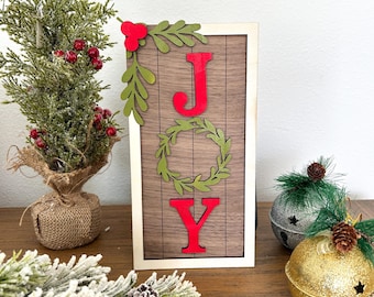 Joy Christmas Sign Wooden Christmas Gift Seasonal Home Decoration Sign Holiday Personalized Seasonal Decor Christmas Sign Gift Holiday