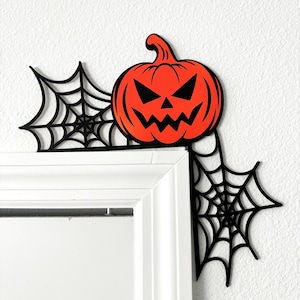 Esquina de puerta de Halloween, decoración de Halloween, decoración de esquina de puerta, letrero de Halloween, decoración de telaraña, puerta de feliz Halloween, marco de puerta de esquina.