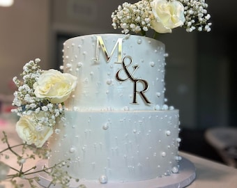 Initials Cake Charm Custom Wedding Initial Charm Engagement Cake Decoration Wedding Cake Charm Wedding Cake Gold Acrylic Wedding Topper