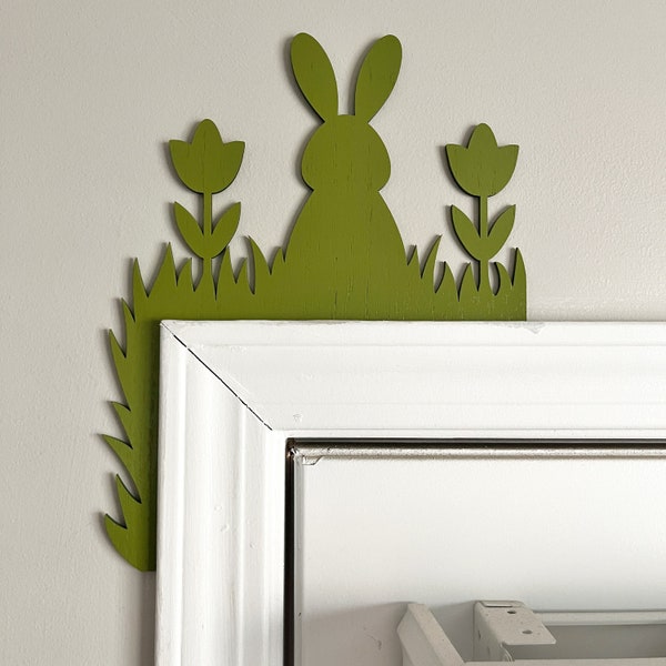 Easter Door Corner, Easter Door Trim, Easter Home Decoration, Easter Bunny Door Decor, Reversible Door Corner, Bunny Door Topper, Door Frame