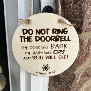 Do Not Knock Door Sign, Do Not Ring the Doorbell, Sleeping Baby Sign, Delivery Sign, No Need to Get the Dogs Involved, Do Not Disturb Sign.