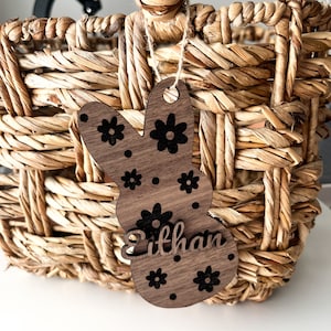 Easter Basket Tag, Bunny Easter Tag, Bunny Basket Tag, Easter Spring Tag, Seasonal Basket Tag, Easter Basket Name Tags, Wooden Bunny Tags