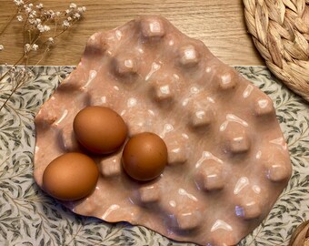 Handmade Ceramic Egg Tray Holder – Soft Sea Pink - 15 eggs -